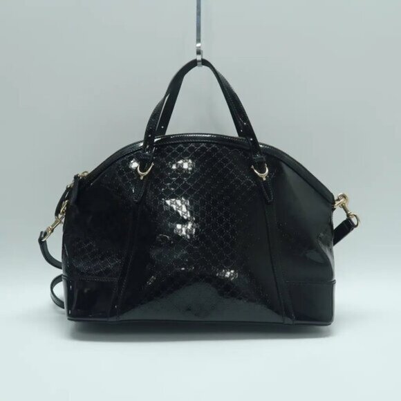 GUCCI Dome Black Leather Satchel 593-061925 - Picture 2 of 11